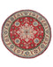 5x5 Red Kuba Afghan Hand Knotted Round Wool Area Rug